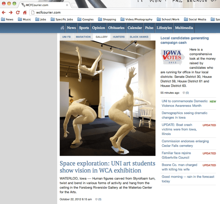 Exhibit featured on home page of Waterloo-Cedar Falls Courier